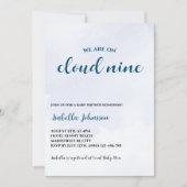 Invitation Nuage Neuf nuages bleus Baby shower garçon (Devant)