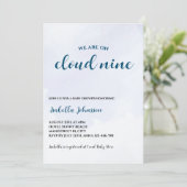 Invitation Nuage Neuf nuages bleus Baby shower garçon (Debout devant)