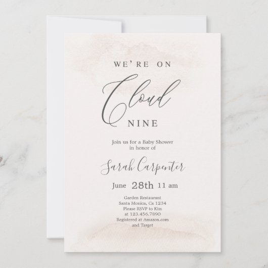 Invitation Nuage neutre 9 Baby shower (Devant)