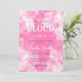 Invitation Nuage rose neuf baby shower fille (Debout devant)