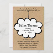 Invitation Nuage rustique sur un baptême baptiste à cordes (Devant)