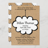 Invitation Nuage rustique sur un baptême baptiste à cordes (Devant / Derrière)