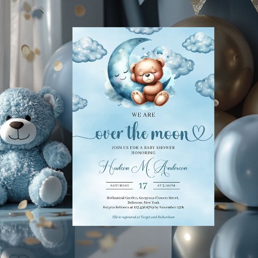 Invitation Nuage tendance neuf ours en peluche Baby shower ga