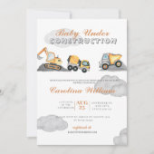 Invitation Nuages bébé en construction baby shower (Devant)