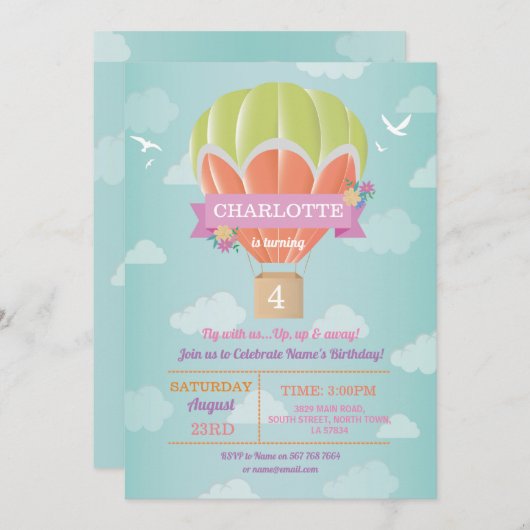 Invitation Nuages chauds de mouche de tour de fête (Devant / Derrière)