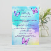 Invitation Nuages colorés et Baby shower papillon (Debout devant)