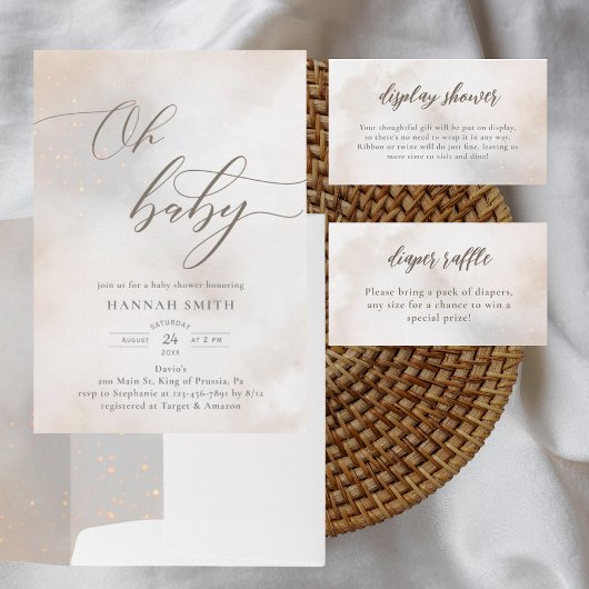 Invitation Nuages d'aquarelle Oh Baby shower