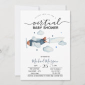 Invitation Nuages d'avion Zigzag Baby shower virtuel (Devant)