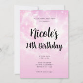 Invitation Nuages de barbe à papa rose ciel étoilé fête d'ann (Devant)