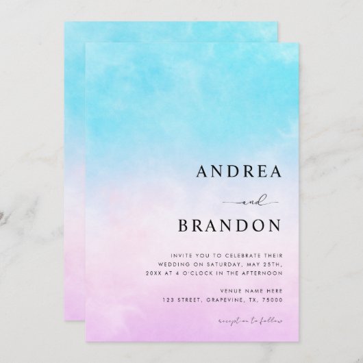 Invitation Nuages de dégradé de rêve Code QR tout en un Maria (Devant / Derrière)