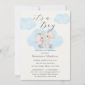 Invitation Nuages d'éléphants modernes C'est un Baby shower d (Devant)