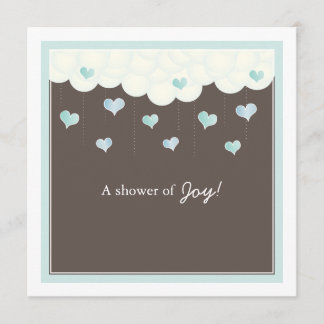 Invitation Nuages et baby shower de coeurs pour l'invitation