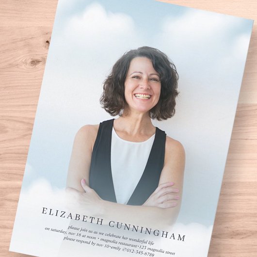 Invitation Nuages funéraires commémoratifs au ciel Photo mode