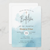 Invitation Nuages modernes Aquarelle Baptême (Devant / Derrière)