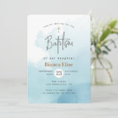 Invitation Nuages modernes Aquarelle Baptême (Debout devant)