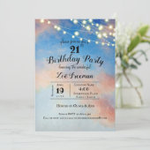 Invitation Nuages roses dans le ciel | Blue 21st Birthday (Debout devant)