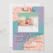 Invitation Nuages roses et couleurs arc-en-ciel Merci bébé (Devant)