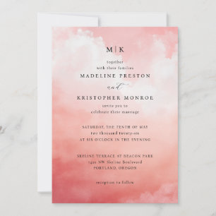 Invitation Nuages Roses Romantiques