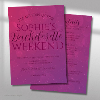 Invitation Nuance magenta Enterrement de vie de jeune fille &