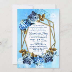 Invitation Nuances d'aquarelle bleue Hydrangeas Bachelorette