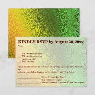 Invitation Nuances d'automne de mariage vert et jaune RSVP