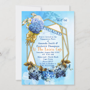 Invitation Nuances de bleu aquarelle Hydrangeas Fiançailles