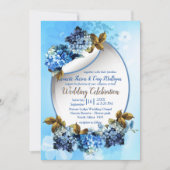 Invitation Nuances de bleu aquarelle Hydrangeas Mariage (Devant)