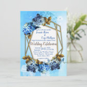 Invitation Nuances de bleu aquarelle Hydrangeas Mariage (Debout devant)