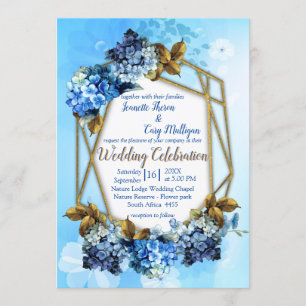 Invitation Nuances de bleu aquarelle Hydrangeas Mariage