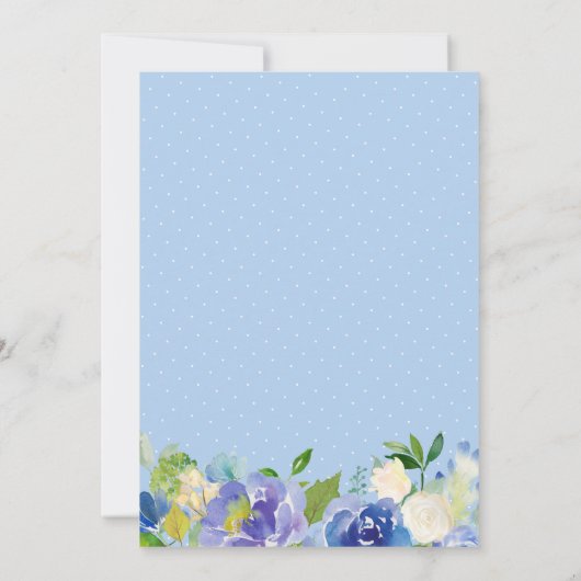 Invitation Nuances de Blue Hydrangeas Pastel Floral Mariage (Dos)
