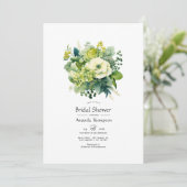 Invitation Nuances de Fête des mariées florale verte (Debout devant)