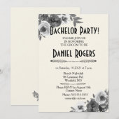 Invitation Nuances de gris de la fête de bachelor floral d'au (Devant / Derrière)