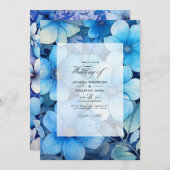Invitation Nuances de Mariage floral bleu (Devant / Derrière)
