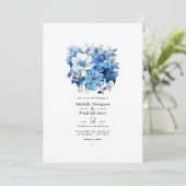 Invitation Nuances de Mariage floral bleu (Debout devant)