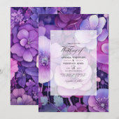 Invitation Nuances de Mariage floral pourpre (Devant / Derrière)