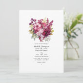 Invitation Nuances de mariage floral vin (Debout devant)