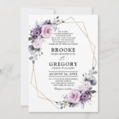 Invitation Nuances de pourpre Dusty Blooms Mariage géométriqu (Devant)