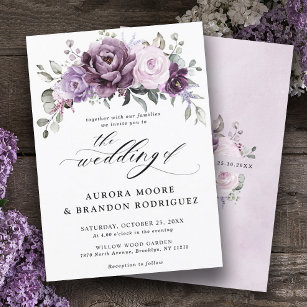 Invitation Nuances de pourpre Dusty fleurs Moody Floral Maria