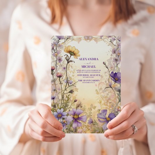 Invitation Nuances de pourpre Dusty fleurs Moody Floral Maria