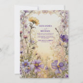Invitation Nuances de pourpre Dusty fleurs Moody Floral Maria (Devant)