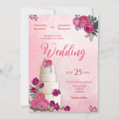 Invitation Nuances de rose rose magenta Mariage moderne (Devant)