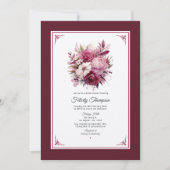 Invitation Nuances de vin Fête des mariées florale (Devant)