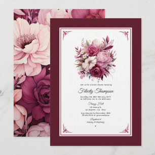 Invitation Nuances de vin Fête des mariées florale