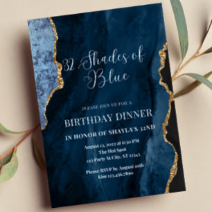 Invitation Nuances modifiables de bleu Invitation, bleu et or