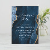 Invitation Nuances modifiables de bleu Invitation, bleu et or (Debout devant)