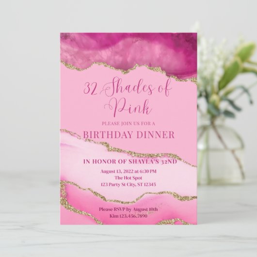 Invitation Nuances modifiables de rose Invitation, Agate Anni (Debout devant)