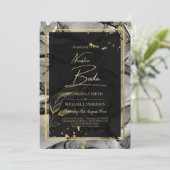 Invitation NUESTRA BODA Black Gold Ink Wedding INVITE (Debout devant)