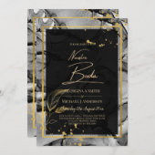 Invitation NUESTRA BODA Black Gold Ink Wedding INVITE (Devant / Derrière)