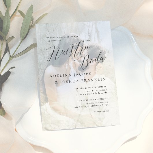 Invitation Nuestra Boda Caligrafía Moderna Invitación de Boda