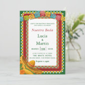 Invitation Nuestra Boda Colorfull Mexicaine Fiesta (Debout devant)